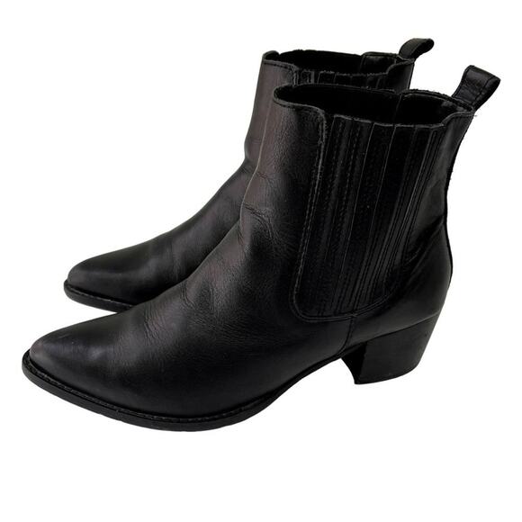 ALDO Boots Women's Size 8.5 Black Leather Chelsea Ankle Pointed Toe Western - Picture 1 of 15